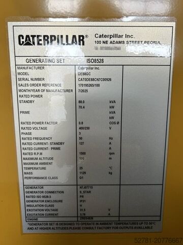 Kruszywo CAT DE88GC - 88 kVA Stand-by Generator Set - DPX-18207