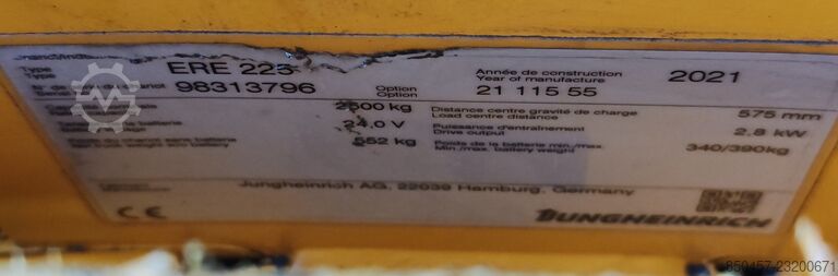 Transpalette manuel Jungheinrich ERE 225 2.5t/ 2021y/ 4431h