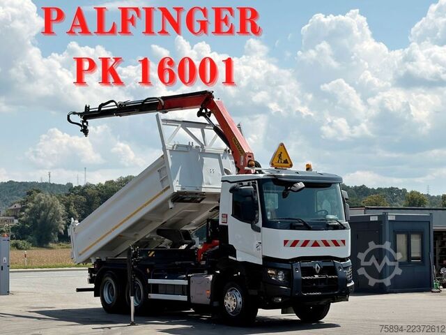Gru montata su autocarro RENAULT C 380* KIPPER 5,20 m* KRAN/FUNK * 6x4 * TOP