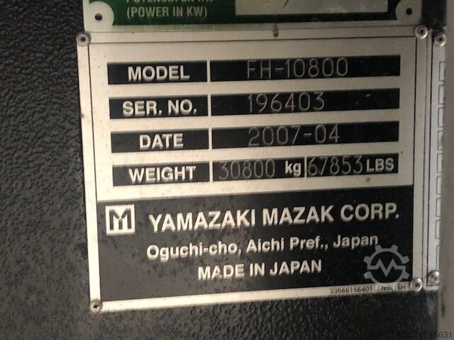 MACHINING CENTER MAZAK FH 10800 FUSION 640 M