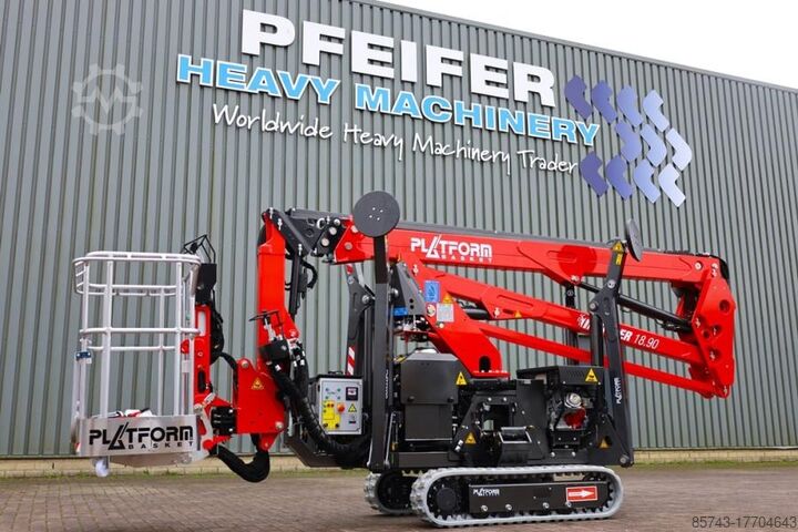 Scharnierende telescopische hoogwerker Platform Basket Spider 18.90 PRO CE Declaration, Valid inspection,