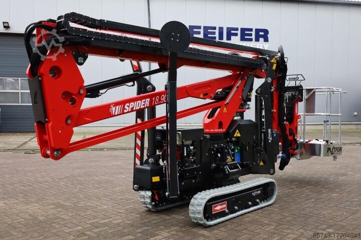 Scharnierende telescopische hoogwerker Platform Basket Spider 18.90 PRO CE Declaration, Valid inspection,