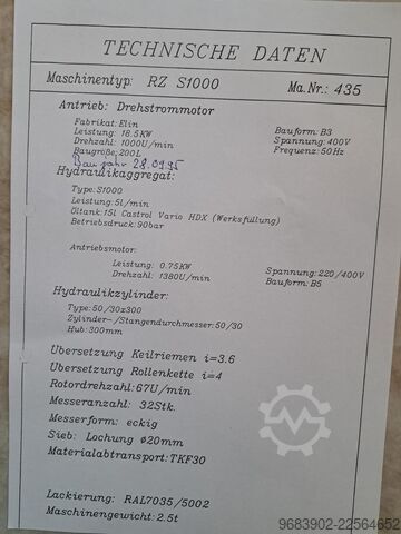Drticí hřídel Maschinenfabrik Lindner RZ S1000