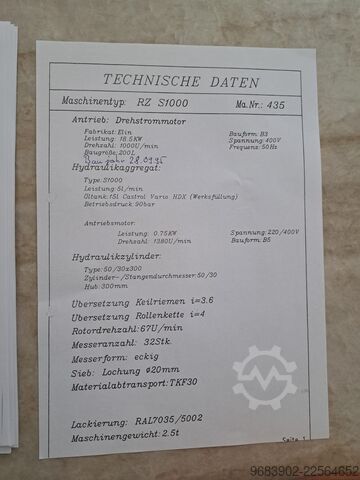 Drticí hřídel Maschinenfabrik Lindner RZ S1000