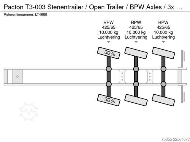 Open body Pacton T3-003 Stenentrailer / Open Trailer / BPW Axles...