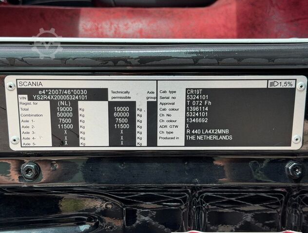 Camion de materiale periculoase SCANIA R440 TOPLINE EURO 6 FULL ADR (ALL CLASSES) RETAR