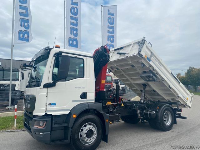 Autocamion basculant tridirecțional MAN TGM 18.320 /4x2/BL/Meiller/Kipper/Kran/Funk/ Neu