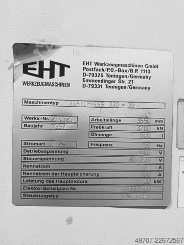 Hydraulische kantpers 320t 3550mm EHT VARIOPRESS 320-35