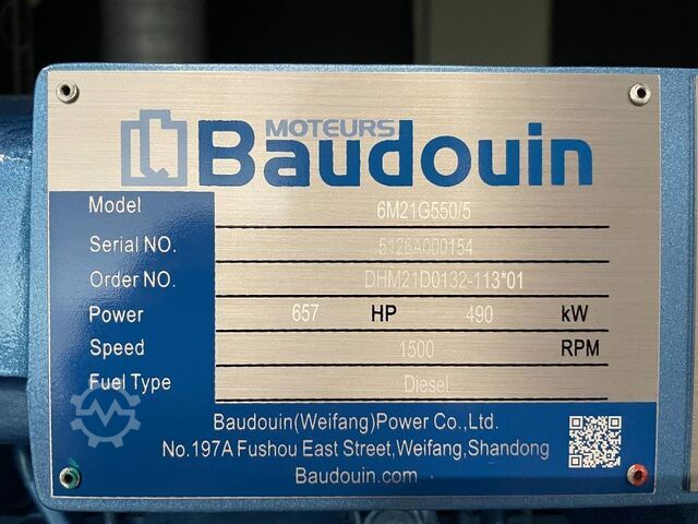  Baudouin 6M21G550/5 - 550 kVA Generator - DPX-19878