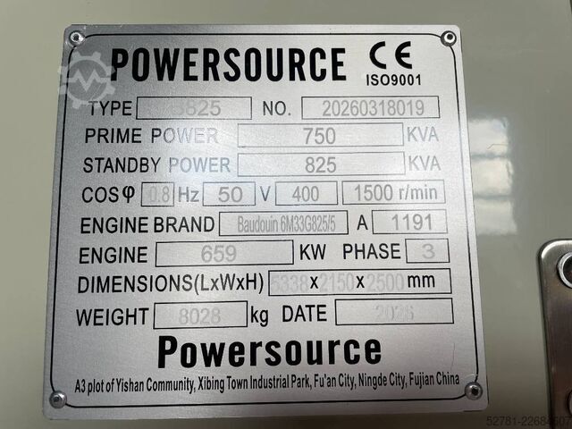  Baudouin 6M21G825/5 - 825 kVA Generator - DPX-19881