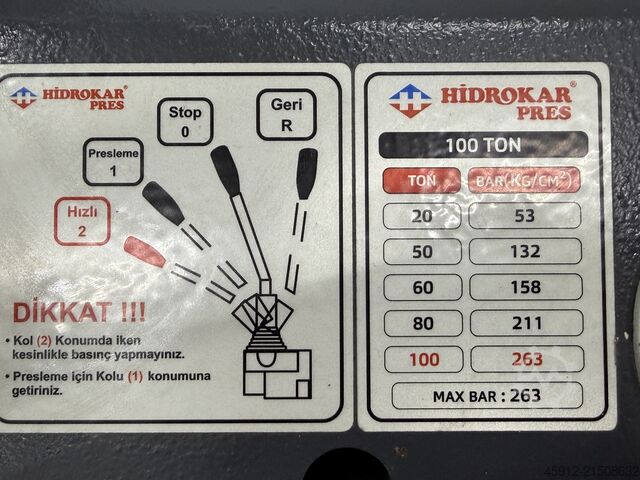 Werkplaatspers garagepers HIDROKAR HAP-H/100