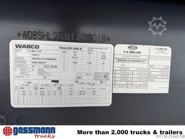 Semi-remorque benne Meiller MHKS 44/2, Stahlmulde ca. 25m³, hydr. Heckklappe