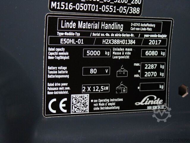 Elektrikli 4 tekerlekli forklift Linde E 50 HL-01  388