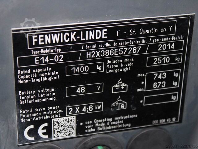 Ηλεκτρικό περονοφόρο 3 τροχούς Linde E 14-02  386