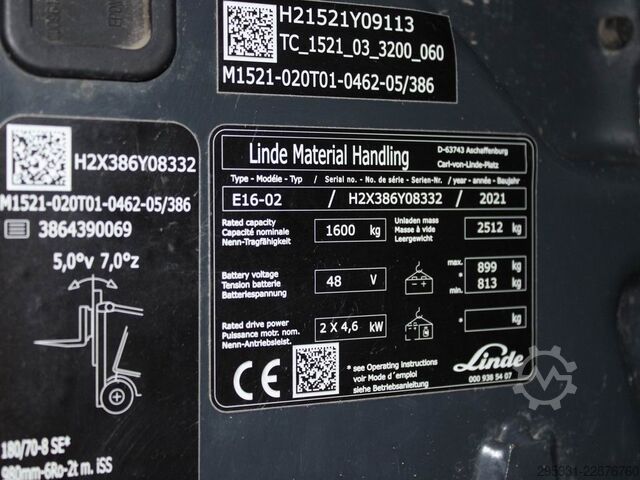 Ηλεκτρικό περονοφόρο 3 τροχούς Linde E 16-02  386
