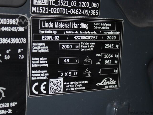 Elektrický 4kolový vysokozdvižný vozík Linde E 20 PL-02 386