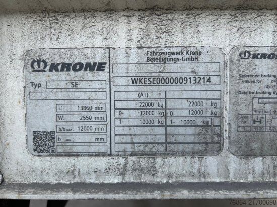 Semirremolque caja KRONE SE 1-ACHS DRY LINER KOFFERAUFLIEGER