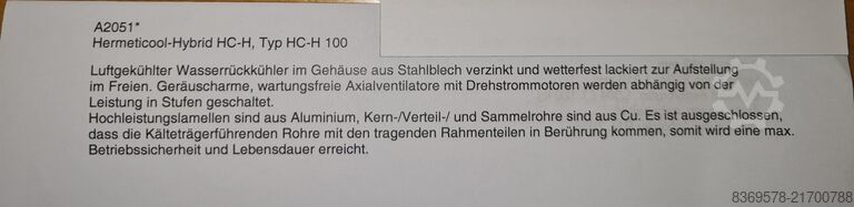 Chiller GÜNTNER Hermeticool-Hybrid HC-H 100 S-GFHE 080.5/A-N(S)-G4/2P