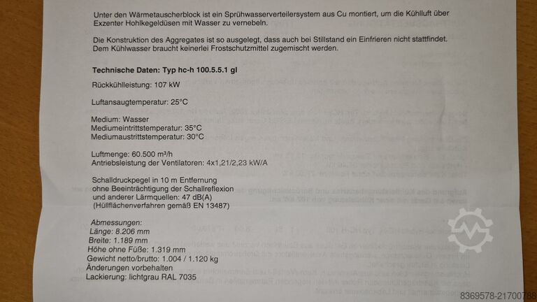 Chiller GÜNTNER Hermeticool-Hybrid HC-H 100 S-GFHE 080.5/A-N(S)-G4/2P
