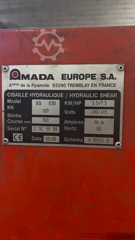Hydrauliczna nożyca gilotynowa AMADA PROMECAM GS 630