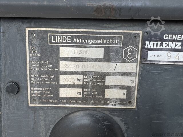 Linde H30D Duplo 375 Sideshift / Fork Positioner Deutz Diesel 1995 LINDE H30D Duplo 375 Sideshift / Vorkversteller Deutz Diesel 1995
