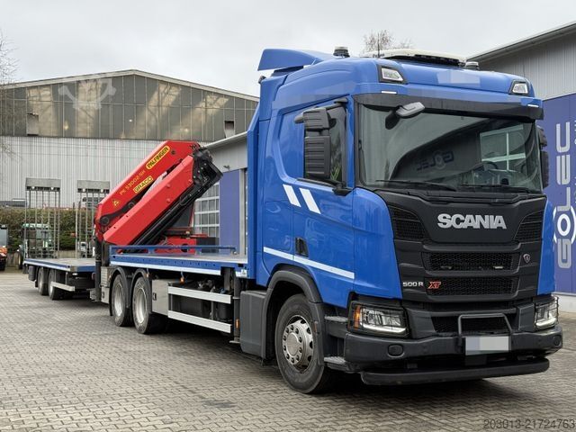 Vrachtauto met open laadbak SCANIA R500 6x4 Pritsche mit Kran Palfinger PK53002 SH