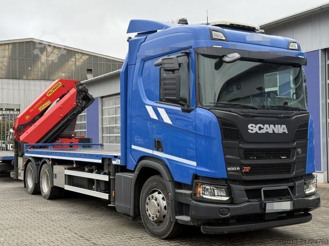 Vrachtauto met open laadbak SCANIA R500 6x4 Pritsche mit Kran Palfinger PK53002 SH
