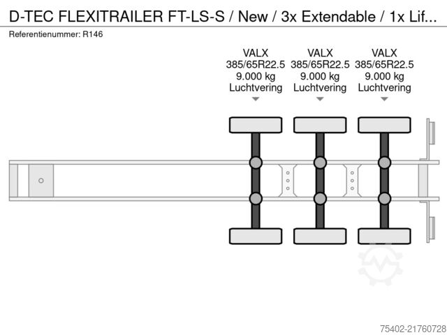 Transportul de containere D-TEC FLEXITRAILER FT-LS-S / 3x Extendable / 1x Lift ...