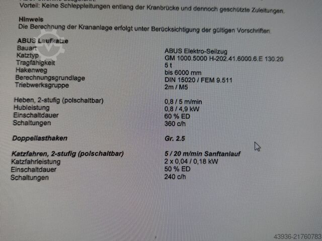 Ponte rolante ABUS - ELK 5t ABUS ELK