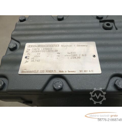 Kontrol ünitesi SEW FH67G LQ100/3 Getriebe SN: 3006931001.0010.98