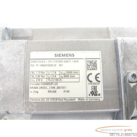Steuerung Siemens 1FK7032-5AK71-1AHA Servomotor SN YFH9628632602001