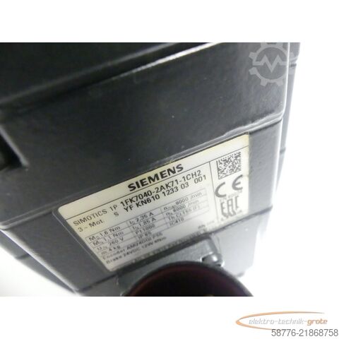 Styrenhet Siemens 1FK7040-2AK71-1CH2 Synchronmotor SN: YFKN610123303001 ohne Drehgeber
