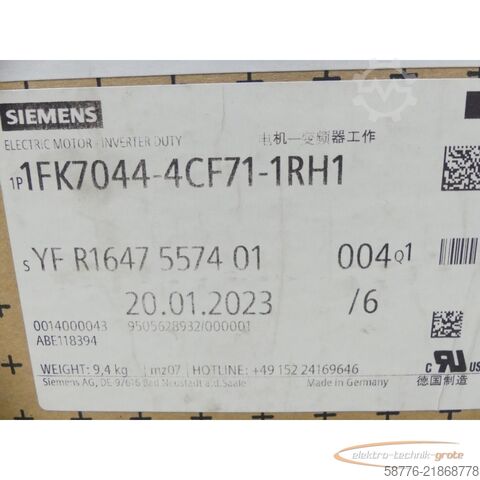 Kontrol ünitesi Siemens 1FK7044-4CF71-1RH1 Motor SNYFR1647557401004 --