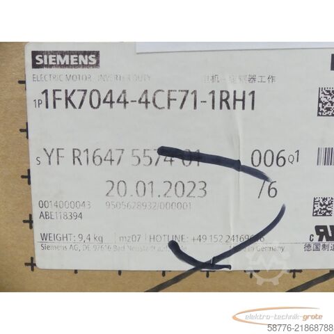 Kontrol ünitesi Siemens 1FK7044-4CF71-1RH1 Motor SNYFR1647557401006 --