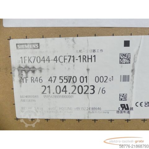 Kontrol ünitesi Siemens 1FK7044-4CF71-1RH1 Motor SNYFR4647557001002 --