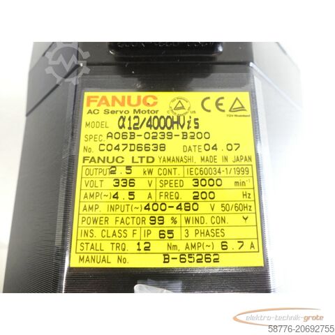 Unité de contrôle Fanuc A06B-0239-B200 AC Servo Motor SN: C047D6638