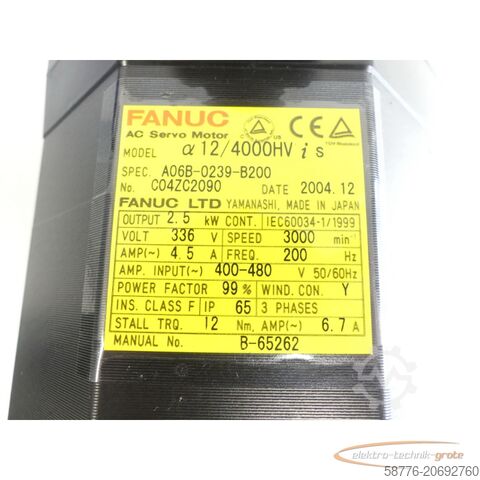 Unité de contrôle Fanuc A06B-0239-B200 AC Servo Motor SN: C04ZC2090