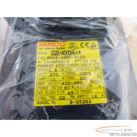 Motore Fanuc Fanuc A06B-0266-B100 AC Servo Motor + A860-2000-T301 SN: C048A9213 - ! -