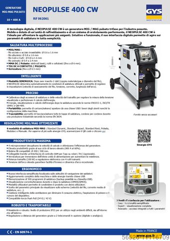 Συγκολλητής πολλαπλών διαδικασιών 400 Amp GYS NEOPULSE 400 CW