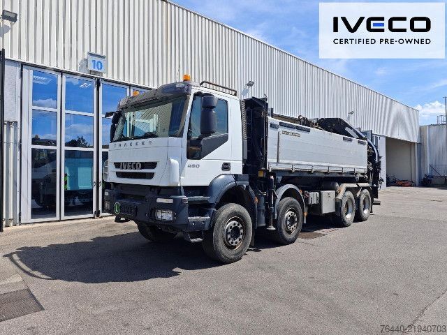 Autocarro ribaltabile IVECO TRAKKER mit EFFER Kran 470/5S !!!Motor neu!!!
