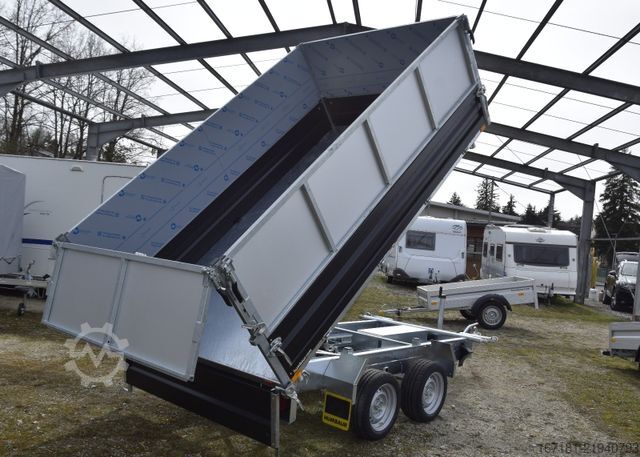 Reboque basculante trilateral HUMBAUR HTK3500.31 mit Stahl schwarz und Alublechaufsatz