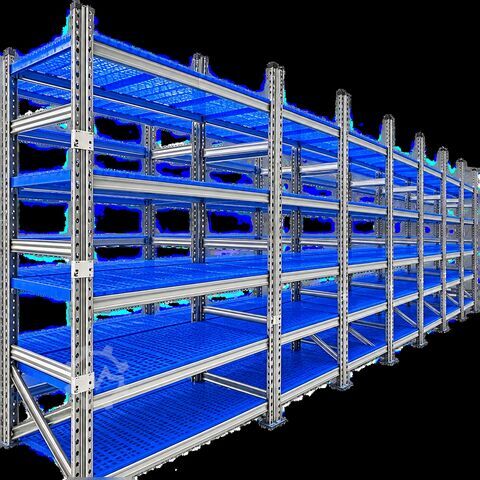 Metalsistem Super hyllställ grundsektion, instickshylla med 5 perforerade hyllplan Metalsistem Super 1-2-3