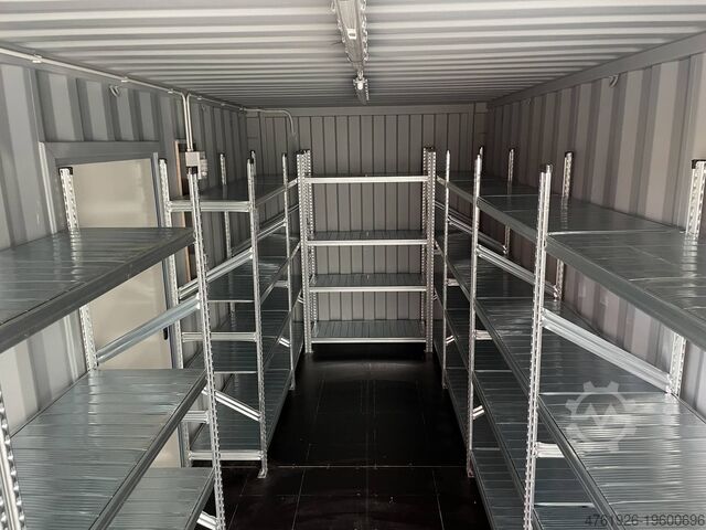 Closed steel container Other 20’ DV mit Fachbodenregalen, Licht, Tür