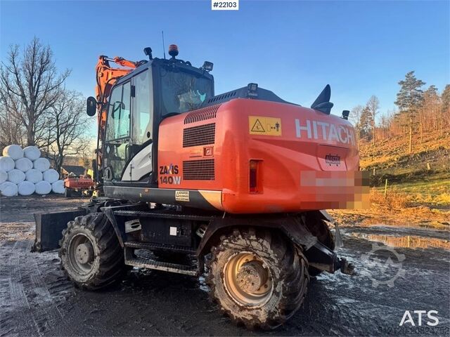 Wheel excavator Hitachi ZX140W-5B wheeled excavator with rototilt, 3 bucke