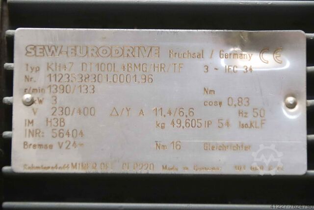 Motoréducteur 3 kW, 133 tr/min SEW-Eurodrive KH47 DT100L4BMG/HR/TF