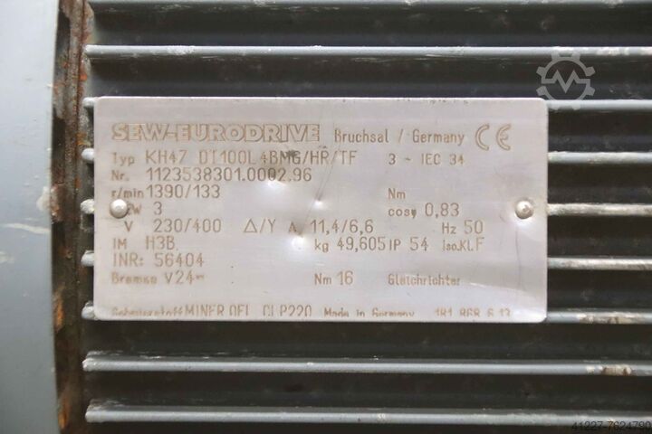Motoréducteur 3 kW, 133 tr/min SEW-Eurodrive KH47 DT100L4BMG/HR/TF