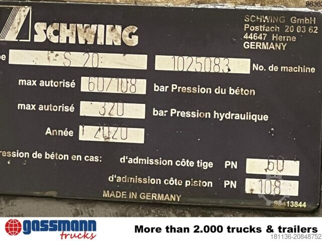 Concrete pump truck Mercedes-Benz Arocs 1830 K 4x2, Betonpumpe Schwing S 20, Funk