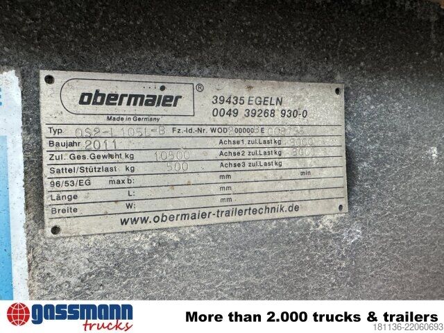 Open aanhangwagen met zeil Obermaier OS2-L105 L/B, durchladbar, Edscha, Ex-Fahrschule!