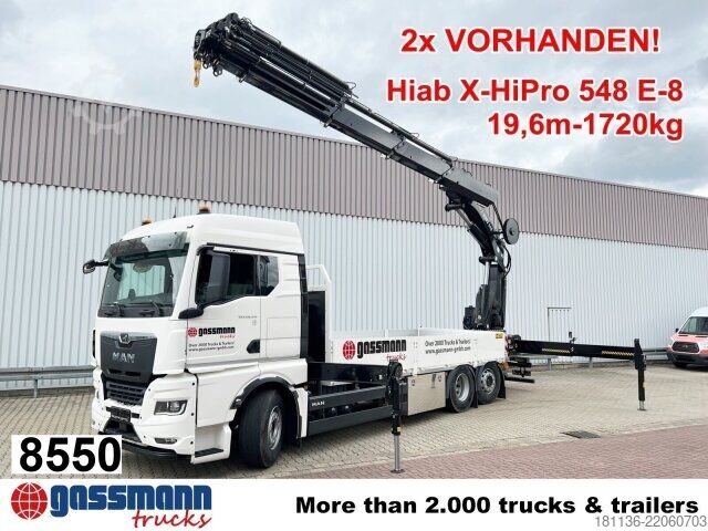 Vrachtauto met open laadbak MAN TGX 26.510 6x2-4 LL, Hiab X-HiPro 548 E-8 Kran ,
