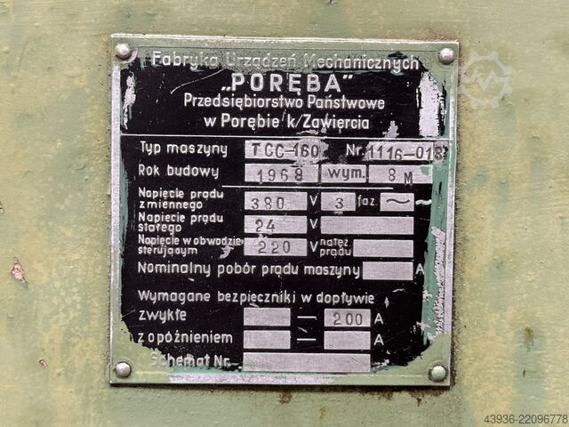 Centersvarv POREBA - TCC160 Poreba TCC160